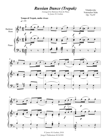 Tchaikovsky Russian Dance From Nutcracker Suite For Baritone Horn Piano Page 2