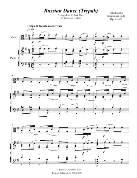 Tchaikovsky Russian Dance From Nutcracker Suite For Viola Piano Page 2