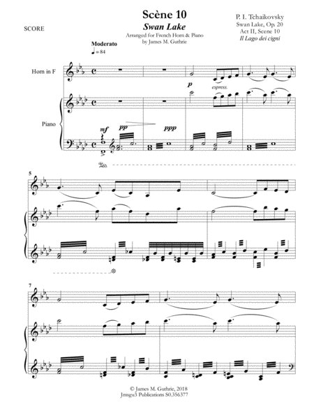 Tchaikovsky Scene 10 From Swan Lake For French Horn Piano Page 2