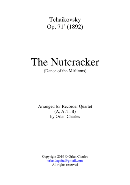 Tchaikovsky The Nutcracker Dance Of The Mirlitons Arranged For Recorder Quartet Page 2