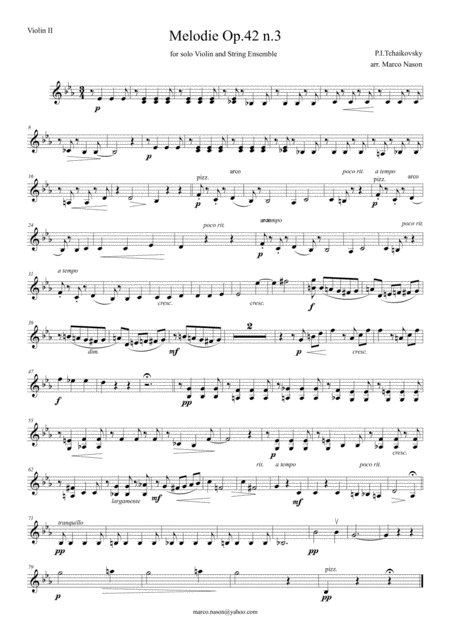 Tchaykovsky Melodie Op 42 N 3 For Violin And String Ensemble Page 2