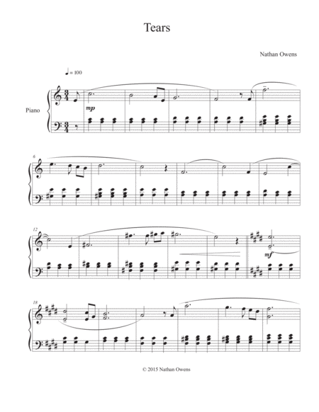 Tears Piano Solo Page 2