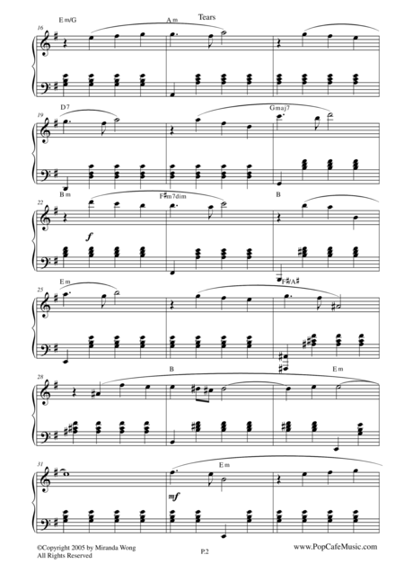 Tears Touching Piano Music By Miranda Wong Page 2