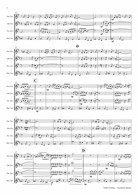 Tender Feelings Bossa Nova Saxophone Quartet Page 2