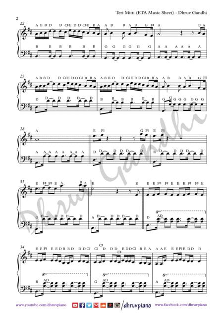 Teri Mitti Piano Arrangement Easy To Advanced Page 2