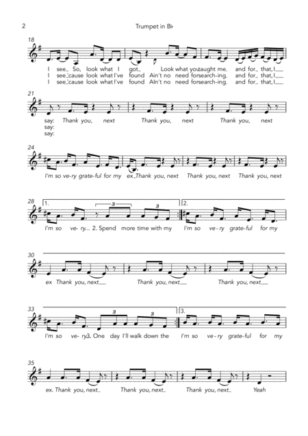 Thank U Next Easy Trumpet And Easy Piano Page 2