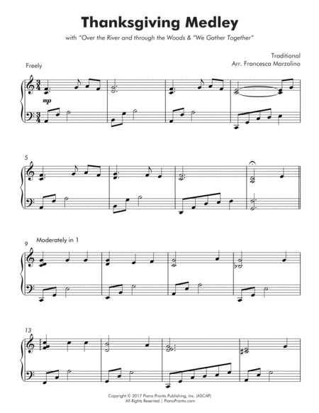 Thanksgiving Medley Intermediate Piano Page 2