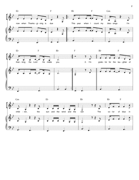 Thanksgiving Prayer Easy Piano Page 2