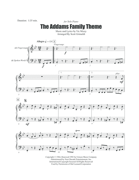 The Addams Family Theme For Solo Piano Page 2