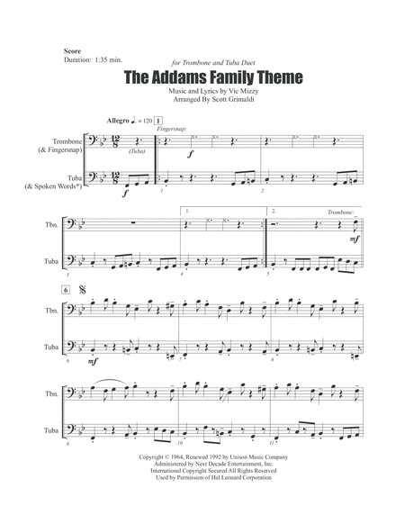 The Addams Family Theme For Trombone And Tuba Duet Page 2