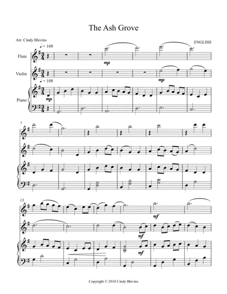 The Ash Grove Arranged For Piano Flute And Violin Page 2