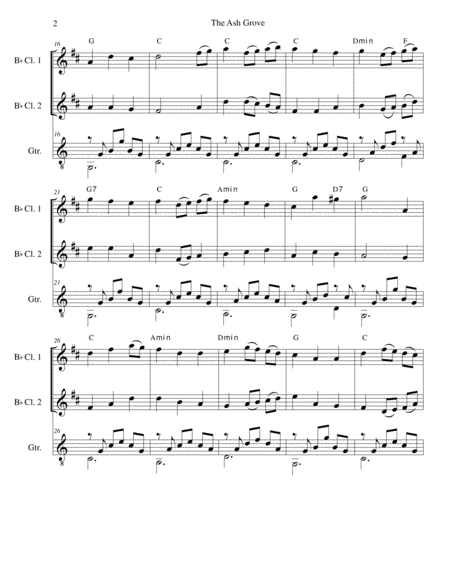 The Ash Grove Llwyn Onn For 2 Clarinets And Guitar Page 2