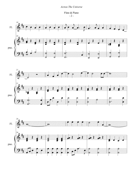 The Beatles Across The Universe For Flute Piano Page 2