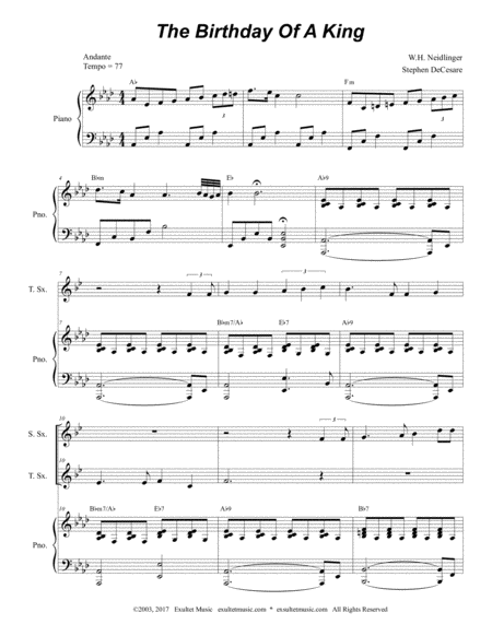 The Birthday Of A King Duet For Soprano And Tenor Saxophone Page 2