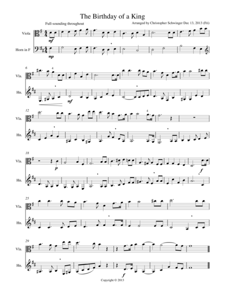 The Birthday Of A King Duet For Viola Euphonium Or French Horn Page 2