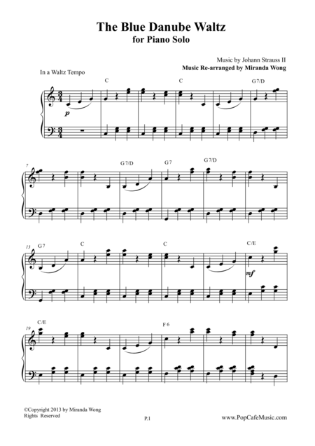 The Blue Danube Waltz In C Key Piano Solo Page 2