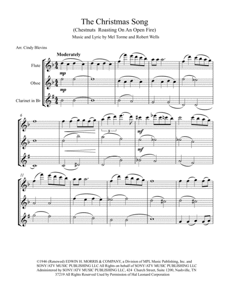 The Christmas Song Chestnuts Roasting On An Open Fire For Flute Oboe And Clarinet Page 2