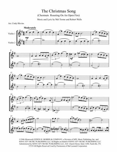 The Christmas Song Chestnuts Roasting On An Open Fire For Violin Duet Page 2