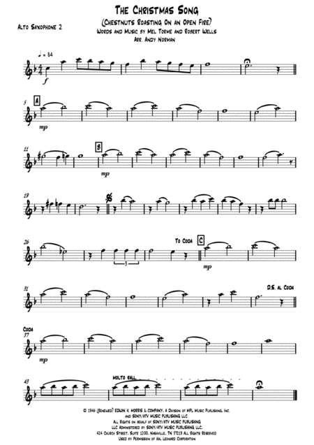 The Christmas Song Chestnuts Roasting On An Open Fire Sax Quintet Page 2