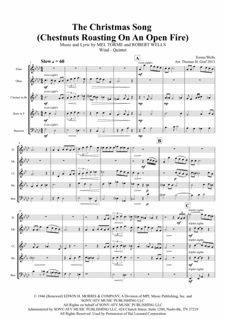 The Christmas Song Chestnuts Roasting On An Open Fire Wind Quintet Page 2