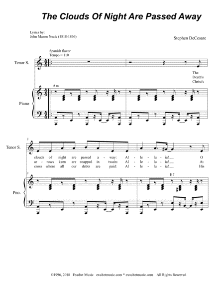 The Clouds Of Night Are Passed Away For Tenor Solo Satb Page 2