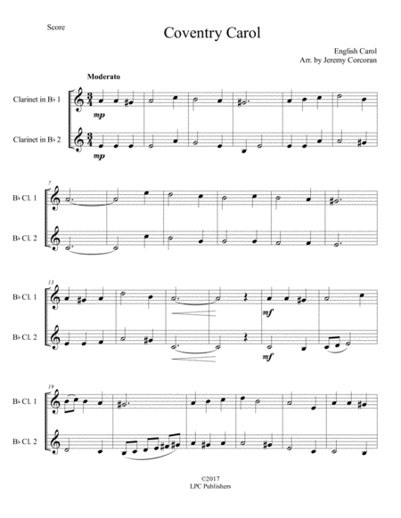 The Coventry Carol For Two Clarinets Page 2