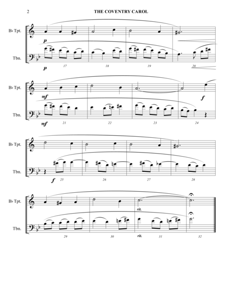 The Coventry Carol Silent Night Mixed Brass Duet Trumpet And Trombone Intermediate Page 2