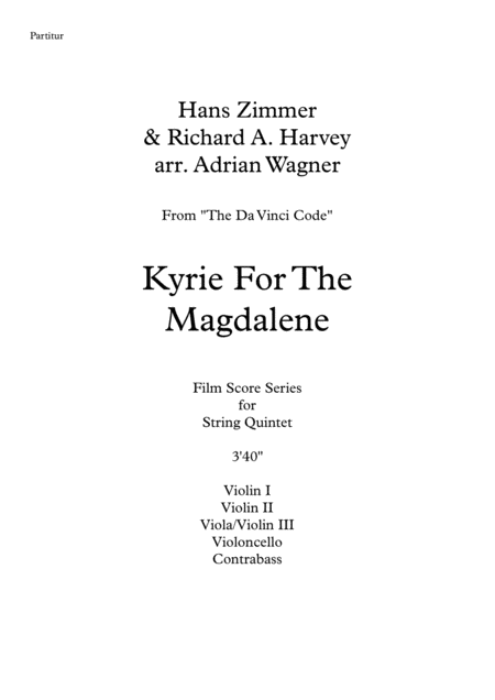 The Da Vinci Code Kyrie For The Magdalene String Quintet Arr Adrian Wagner Page 2