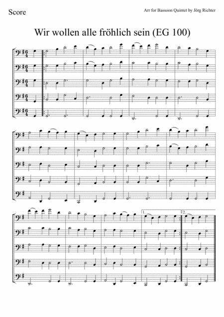 The Easter Hymn Wir Wollen Alle Frhlich Sein For Bassoon Quintet Page 2