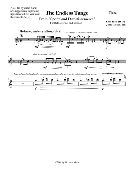 The Endless Tango By Erik Satie Set For Flute Clarinet And Bassoon Trio Page 2