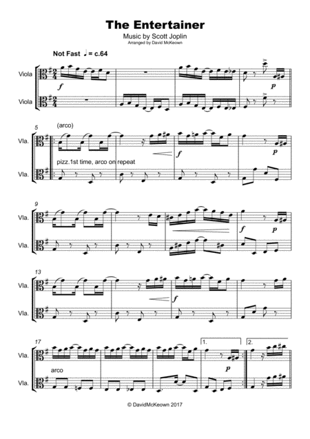 The Entertainer By Scott Joplin Duet For Viola Page 2