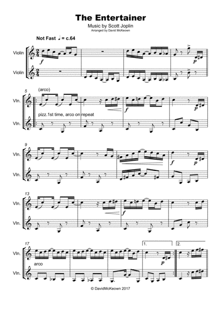 The Entertainer By Scott Joplin Duet For Violin Page 2