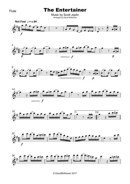 The Entertainer By Scott Joplin For Flute And Piano Page 2