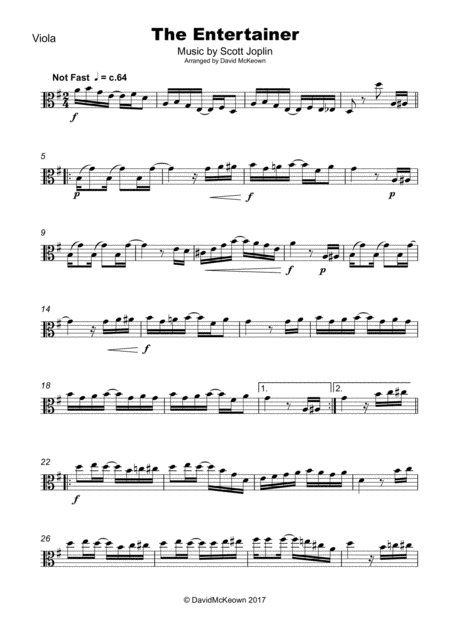 The Entertainer By Scott Joplin For Viola And Piano Page 2