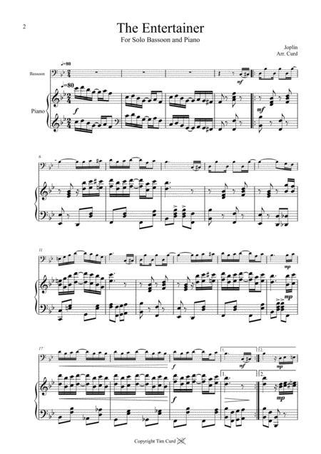 The Entertainer For Solo Bassoon And Piano Page 2