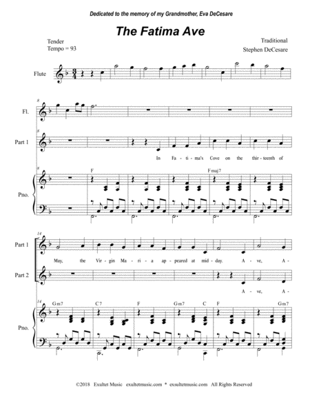 The Fatima Ave For 2 Part Choir Page 2