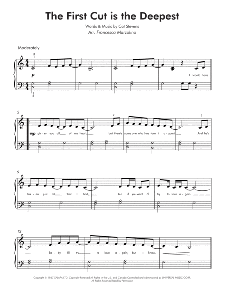 The First Cut Is The Deepest Easy Piano Page 2