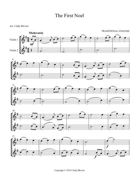The First Noel Arranged For Violin Duet Page 2