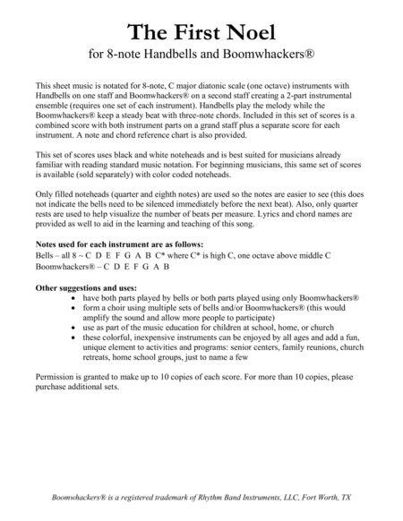 The First Noel For 8 Note Bells And Boomwhackers With Black And White Notes Page 2
