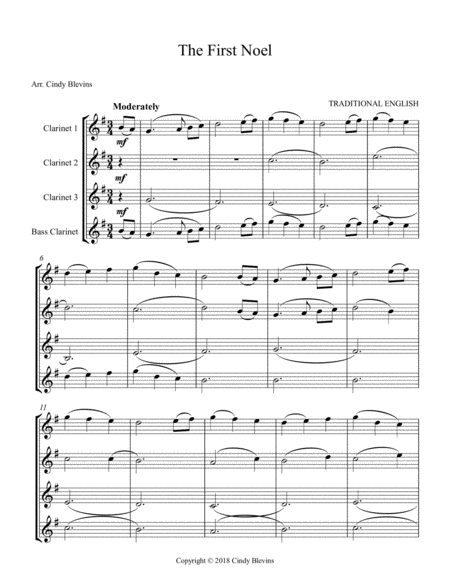 The First Noel For Clarinet Quartet With Bass Clarinet Page 2