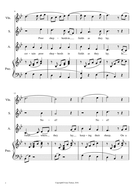 The First Noel For Sa Solo Voices Or 2 Part Choir Piano And Violin Page 2