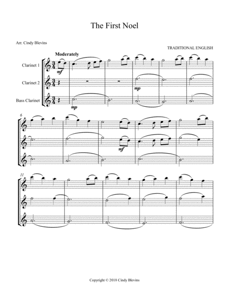 The First Noel For Two Clarinets And Bass Clarinet Page 2