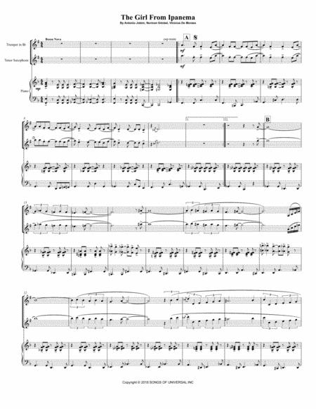 The Girl From Ipanema For Bb Trumpet Bb Tenor Saxophone Piano Page 2