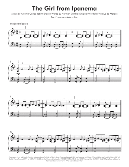 The Girl From Ipanema Garota De Ipanema Intermediate Piano Page 2