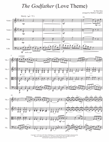 The Godfather Love Theme For String Quartet Page 2