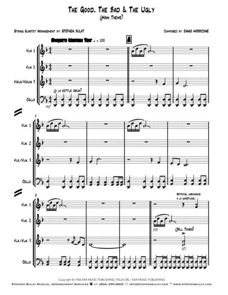The Good The Bad And The Ugly Main Theme Ennio Morricone Arranged For String Quartet Or 3 Violins Cello Page 2