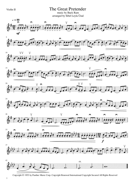 The Great Pretender By Buck Ram For String Quartet Page 2