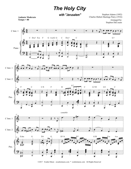 The Holy City With Jerusalem Duet For C Instruments Page 2