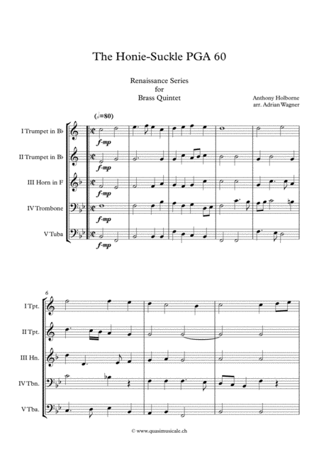 The Honie Suckle Pga 60 Anthony Holborne Brass Quintet Arr Adrian Wagner Page 2