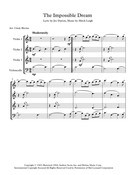 The Impossible Dream For Three Violins And Cello Page 2